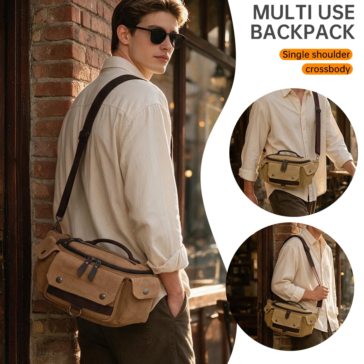 Canvas Crossbody Bag for Men, Large Capacity, Simple Messenger Bag, Casual Retro College Student Shoulder Bag, Men's Shoulder Bag