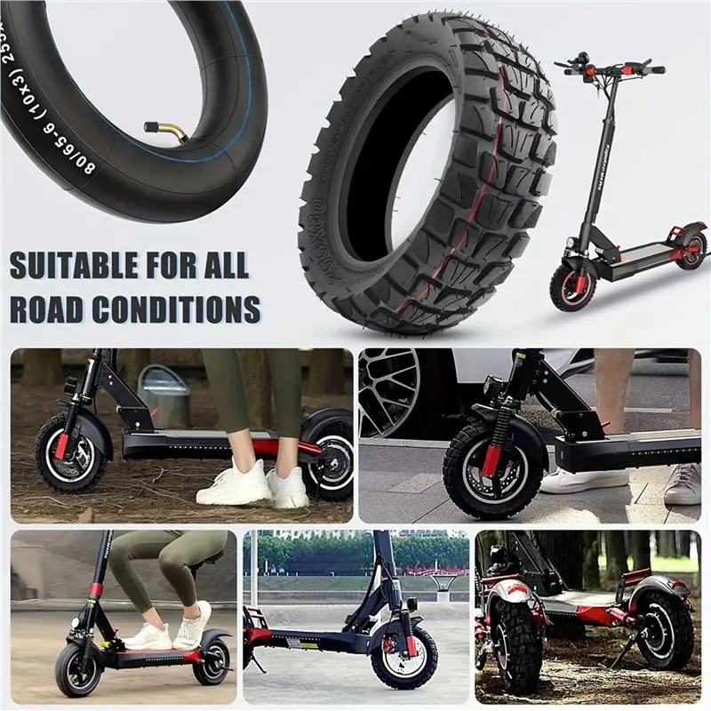 وصول جديد 2X 80/55-6.5 إطار مفرغ للدراجات البخارية الكهربائية ، إطار مطاطي بدون أنابيب 10 بوصة على الطرق الوعرة ، مثالي لعجلة كيك سكوتر