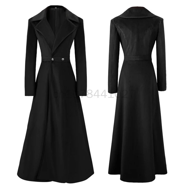 2023 Women Autumn Winter Warm Coats Steampunk Retro Tailcoat Jacket Gothic Victorian Frock Coat Uniform Costume Hooded Long Coat