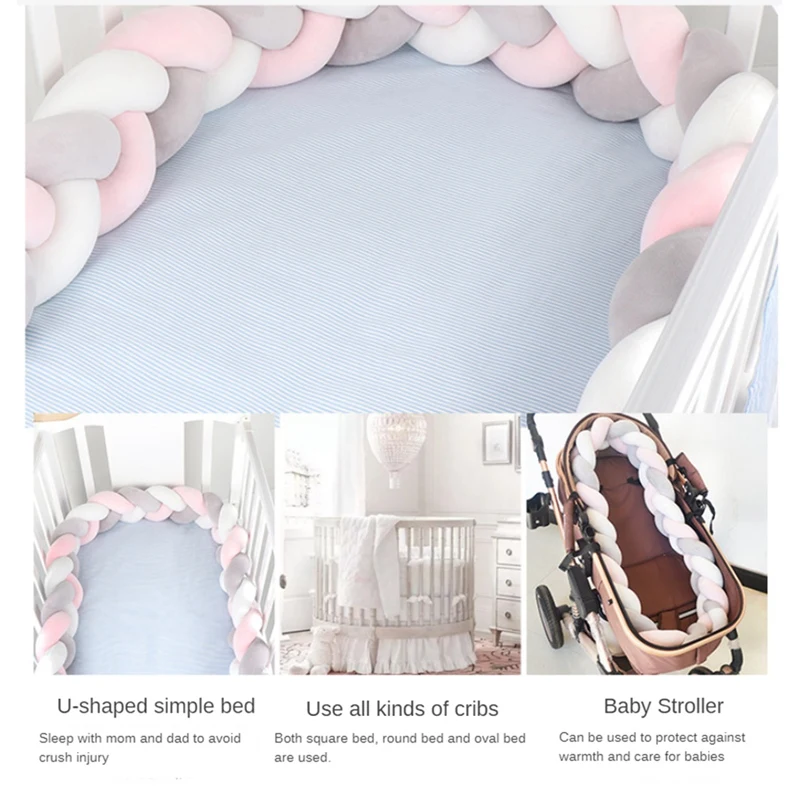 Baby Twisted Bed Surround Plush Children Room Decorative Anti-Collision Strip Softs Cottonrope Bed Hand-Woven Mat 400Cm