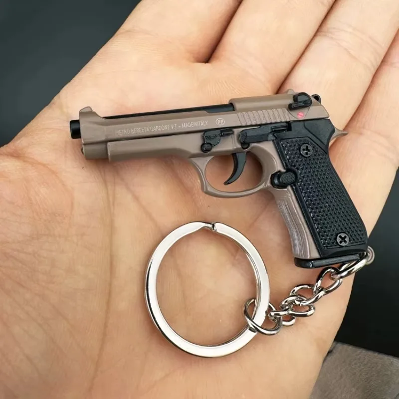 Alloy 1:4 92F Pistol Portable Toy Gun Model Detachable Keychain Fidget Toy for Boy Collection Adults Kid Party Birthday Gift