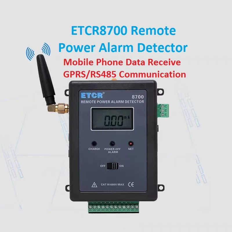 

ETCR8700 удаленный онлайн-тестер отказов питания/утечки тока монитор сигнализации GPRS беспроводной режимы связи RS485 AC 60.00A