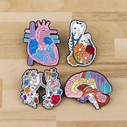 Brain Heart Enamel Pin Badges Brooches for Women Men Body Organs Lapel Pins for Backpacks Fashion Jewelry Accessories Gifts