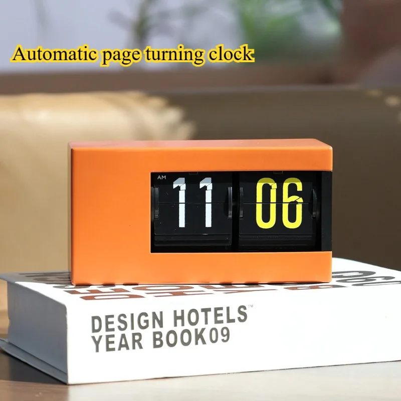 Creative Automatic Page Turning Clock Living Room Desktop Bedside Electronic Simple and Fashionable with Light Clock