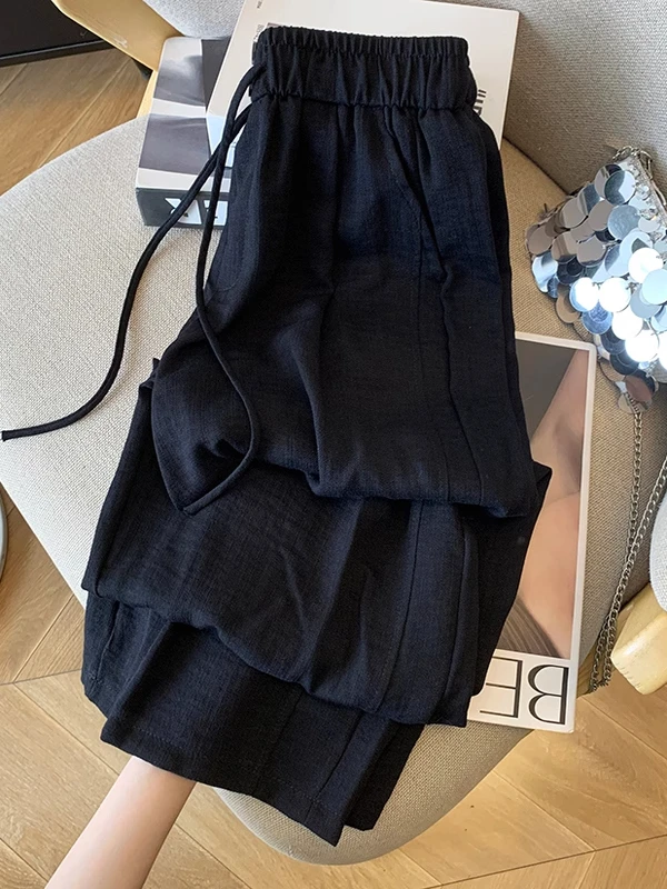 

Loose Fit Linen Cotton Straight Leg Casual Pants Summer Thin Wide Leg Loose Comfortable Long Trousers for Men And Women