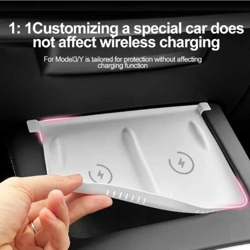 

For Tesla 3y Type Central Control Wireless Charging Non-slip Mat Mobile Phone Seat Cover, 1pc