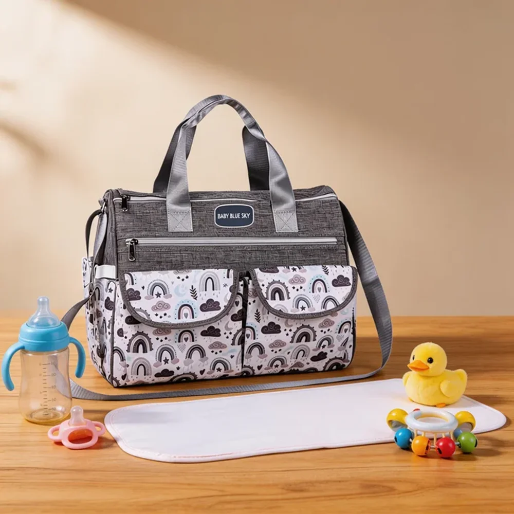 

Новая модная сумка для мамы с облачным принтом на одно плечо; Многофункциональная вместительная сумка через плечо для мамы и малыша; Портативная сумка-тоут для подгузников для прогулок