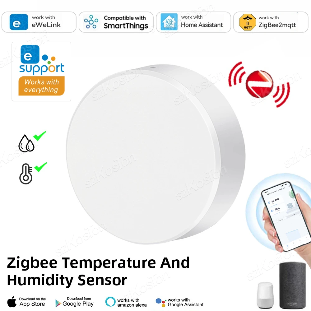 eWeLink App Smart ZigBee Temperature And Humidity Sensor Indoor Thermometer for SmartThings Home Assistant Alexa Google Alice