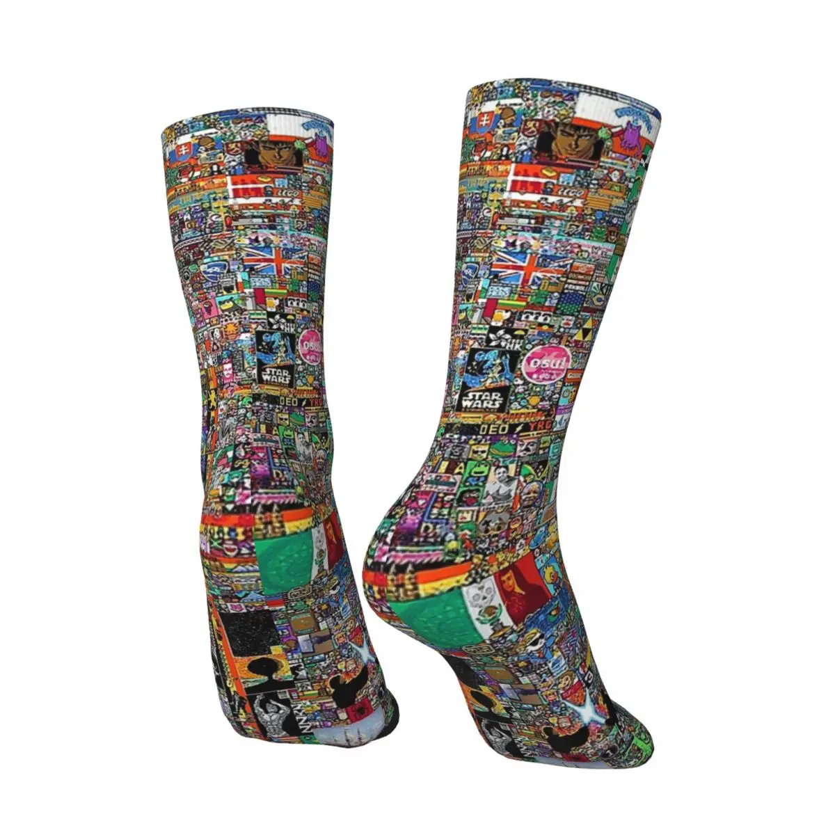 Funny Crazy Sock for Men 2022 Ultra HD Official Final Canvas Hip Hop Harajuku Reddit R Place Pixel Art Pattern Printed Crew Sock