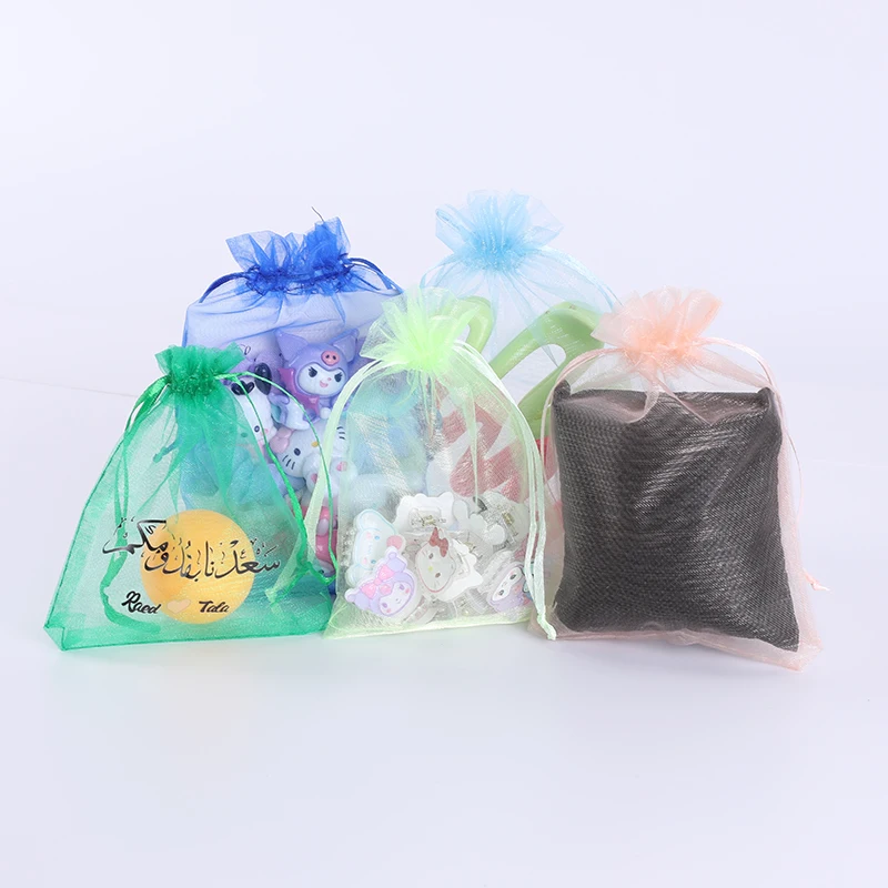 100pcs/lot Drawstring Organza Bags Set 7x9 9x12 11x16 cm Jewelry Gift Pouches for Wedding Party Favors Packaging