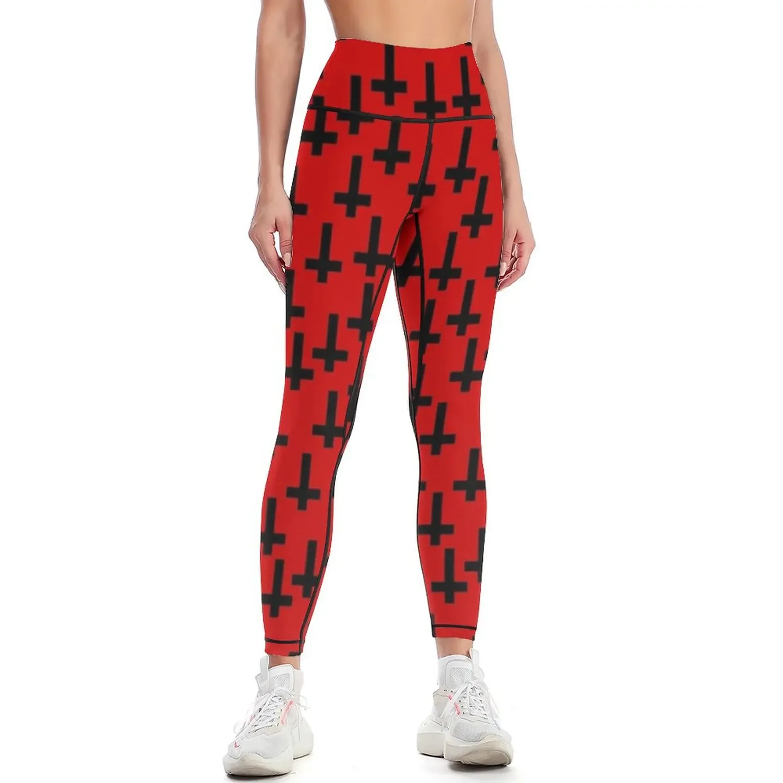 

unholy upside down cross red Leggings fitness set gym joggers for Sports pants for Fitness clothing Womens Leggings