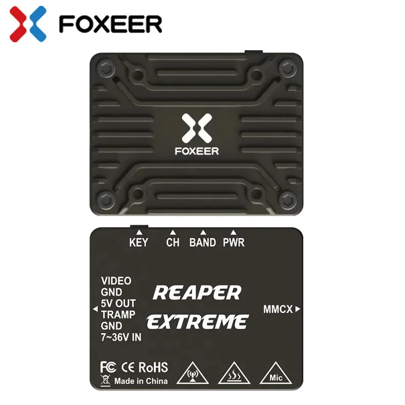 

Foxeer 5.8g Reaper Extreme 2.5w 72ch Vtx Pit/25mw/200mw/500mw/1.5w/2.5w 7-36v For Fpv Long Range Drone