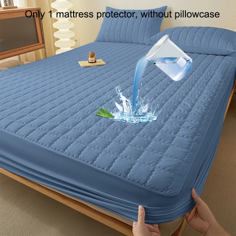 

1 simple modern square Waterproof laminated Fitted Sheet,Denim blue color bed cover for bedroom,bedding(excluding pillowcase)