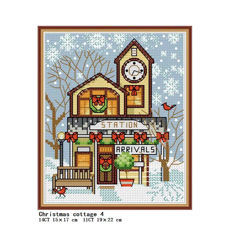 Christmas cottage pattern Mini kit punto croce scenario invernale fai-da-te 14CT 11CT count stampa su tela ricamo cucito artigianato