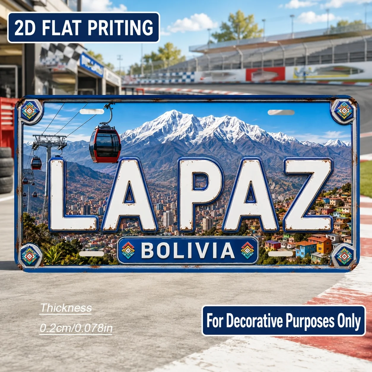 2D Flat, [2D Flat] 1pc Bolivia La Paz Themed Vintage License Plate Sign - Wall Decor Suitable for Home, Bar, Outdoor, Suitable f