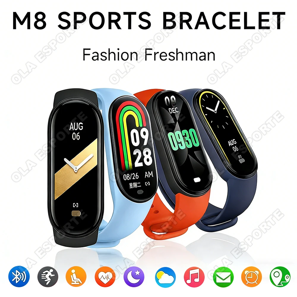 All-in-One M8 Smart Bracelet Color Touchscreen Activity Counter Multi-Sport Mode Notifications Camera & Music Remote Smart Watch