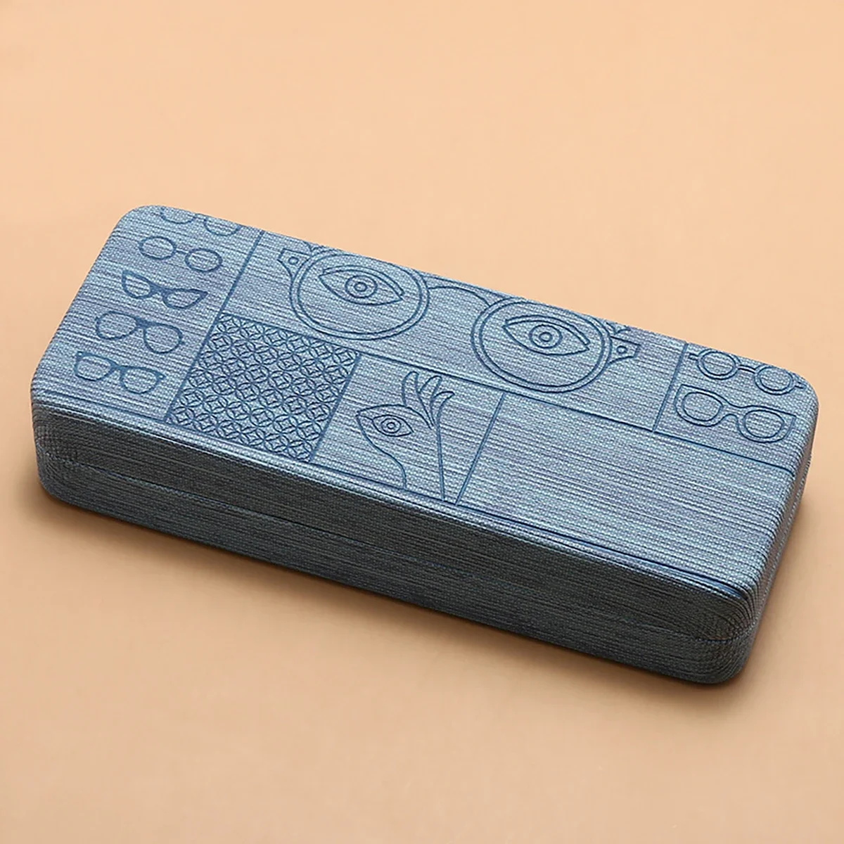 Geometric Pattern Eyeglass Case, Portable Stylish Square Eyeglass Storage Case with Embossed Design, Men's Fashion Accessory image 4