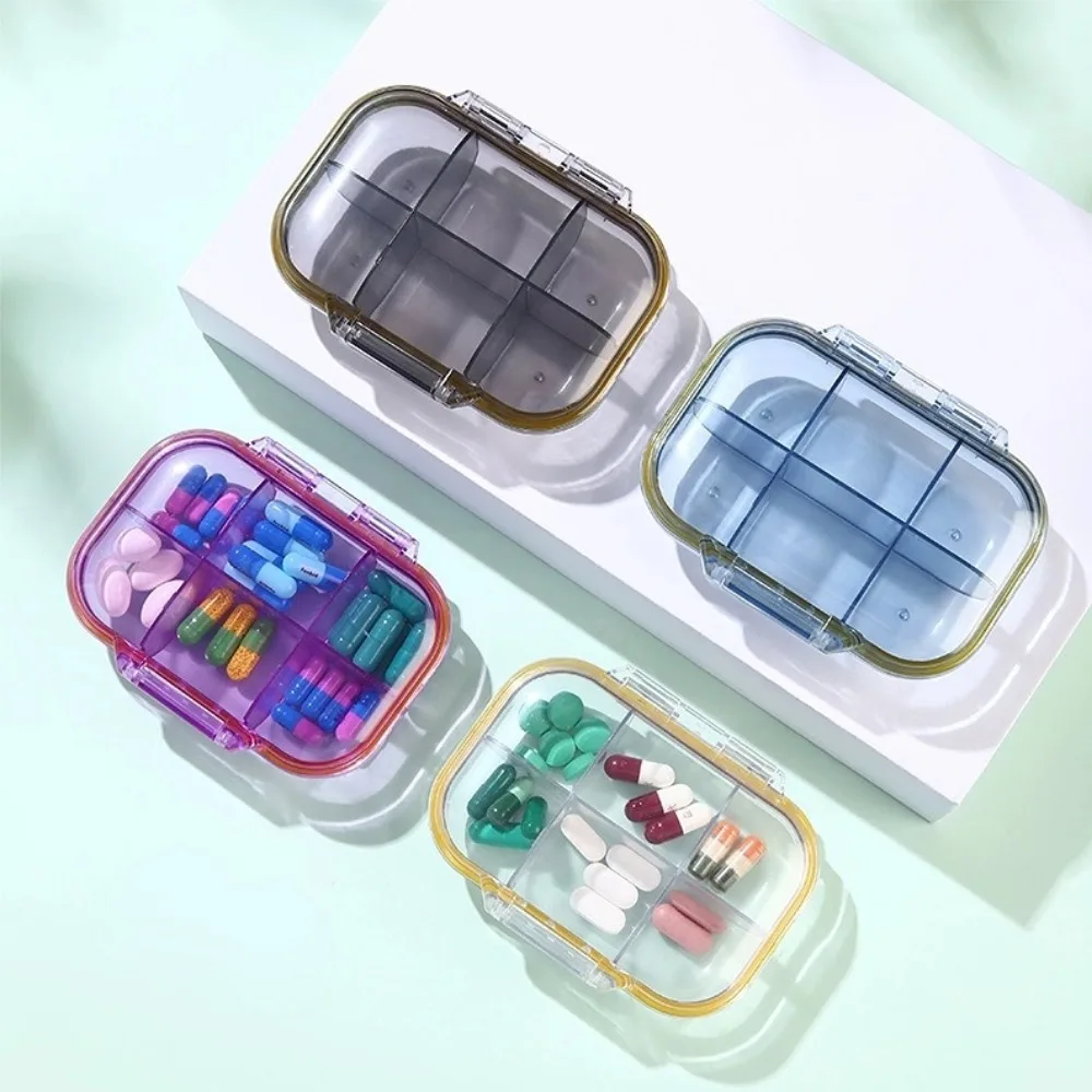 Moisture‑Proof Sealed 6‑Grid Pill Box Portable Mini Travel Medication Organizer Pocket Medicine for Vitamins Capsules Storage