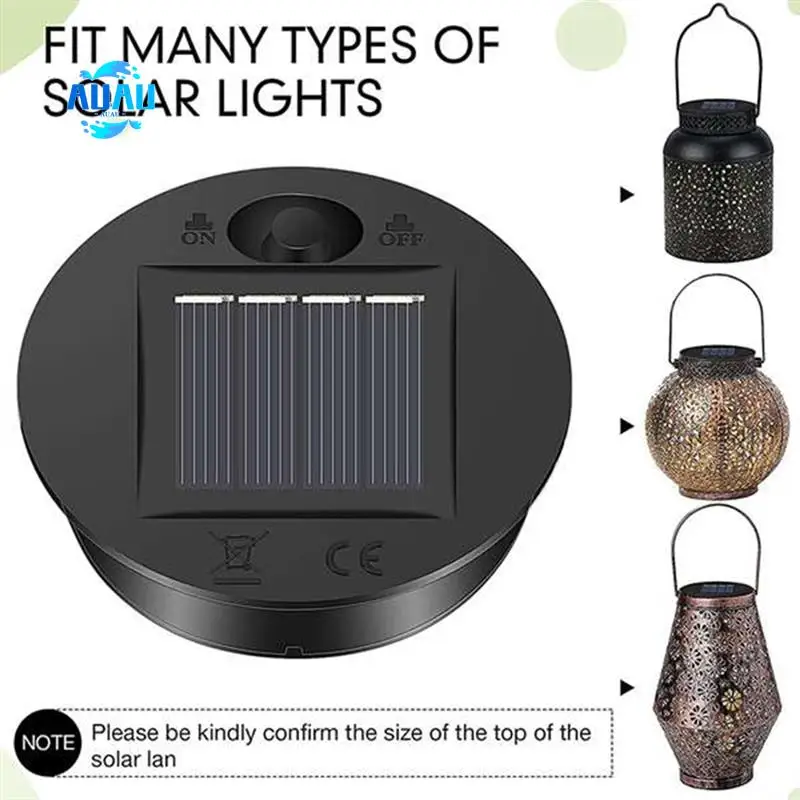 

AUAU-10 Pcs Black Solar Lights Replacement Top Solar Lantern Parts LED Solar Panel Lantern Lid Lights For Outdoor Hanging