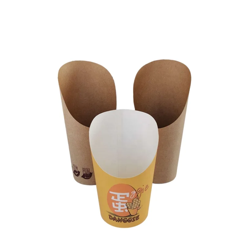 Customized productDisposable Brown Kraft Paper Food Containers French Fry Holder, French Fries cup