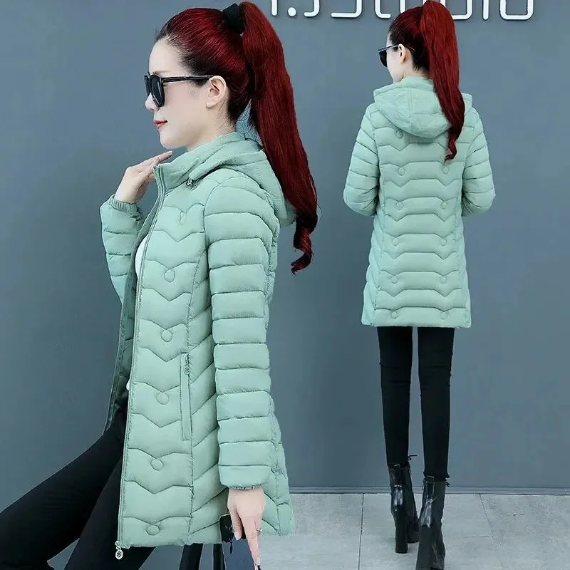 Autumn winter Warm thin quilted jacket Long-sleeved Jacket Parkas new Hooded middle age women cotton-padded tops mother Cotton c