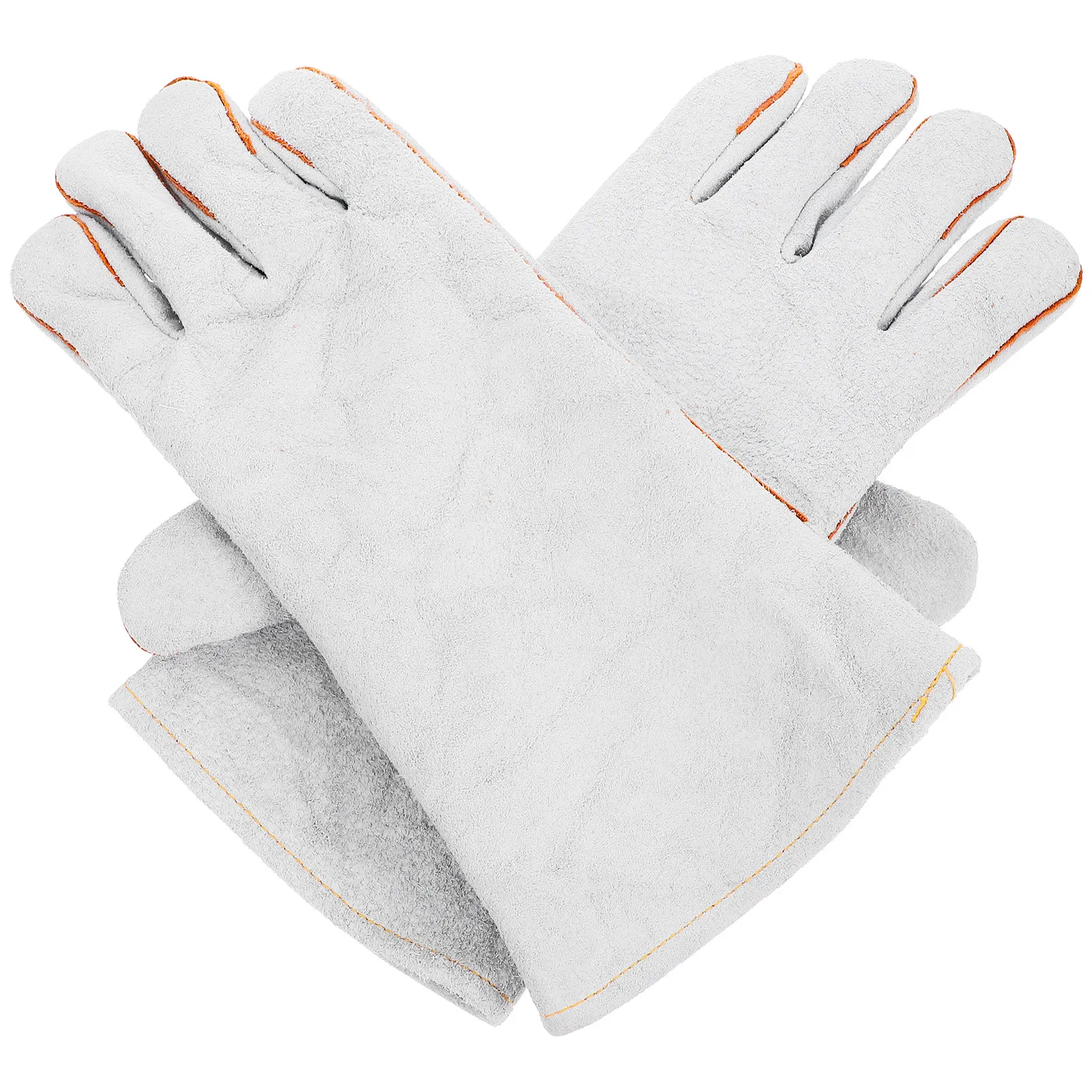 

1Pair Cowhide Welding Gloves for Men Long Heat Resistant Protective Work Gloves Ergonomic Design for Welding Soldering