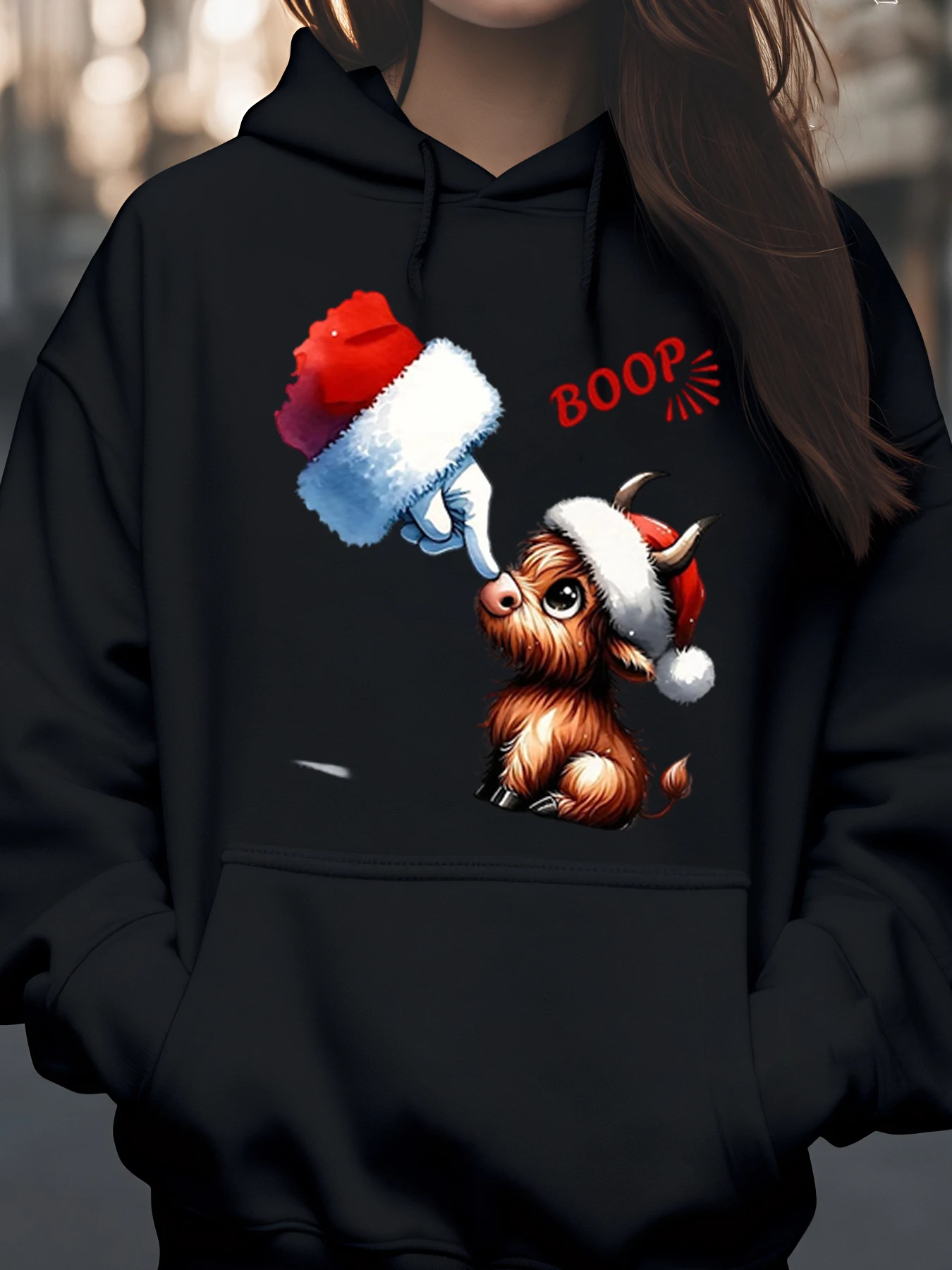 

Рождественская толстовка с принтом оленей и боп, праздничная повседневная одежда для женщин и мужчин