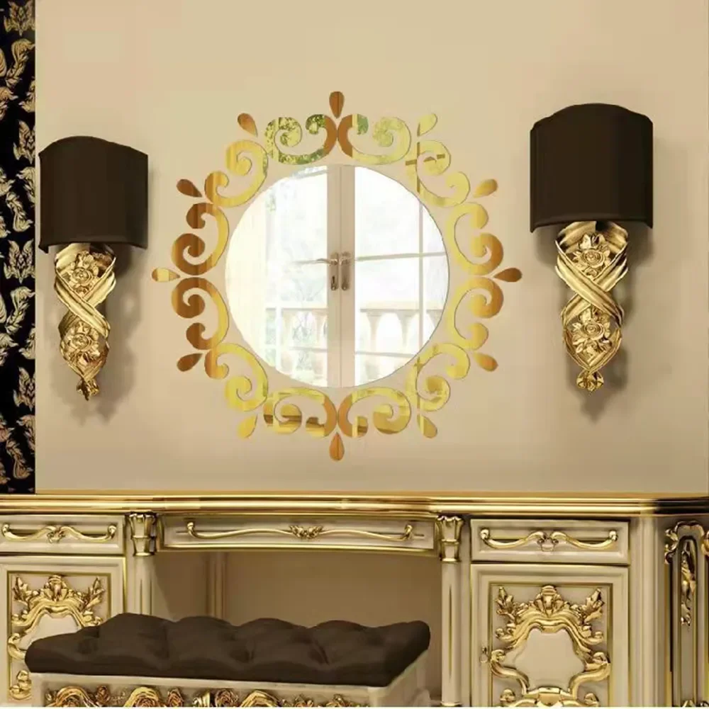 Hot Selling 3D Stereoscopic Mirror Wall Stickers Bathroom Bathroom Water Droplets Porch Chandelier Ceiling Decoration Mirror