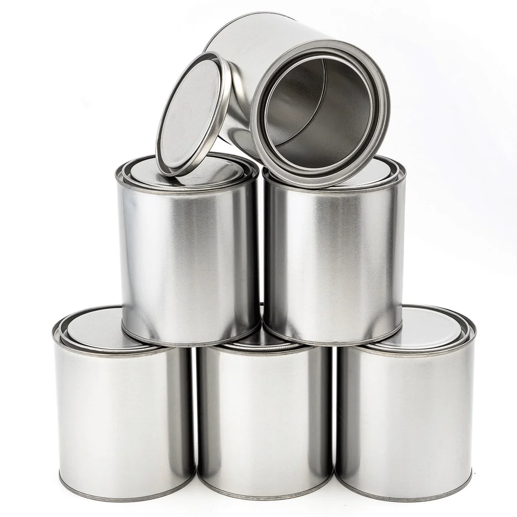 6Pcs Metal Paint Cans 1 Litre Empty Unlined Paint Cans Paint Pails Lids Liquid Containers For Paints Solvents Storage Containers