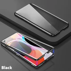 360° Protection Metal Magnetic Phone Case For Xiaomi Redmi Note 8 9 10 11 9T 9A 9S Pro POCO M3 X3 M5S Double Sided Glass Cover