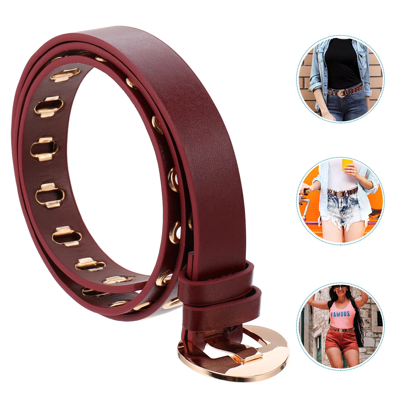 

1Pcs Decoration Waist Belt Fashionable PU Waistband for Women Casual Dress Jeans Stylish Holed Waistband