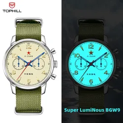 TOPHILL China Aviation 1963 Chronograph Watch for Men Seagull ST1901 Movement Mechanical Watches Sapphire Super Luminous BGW9
