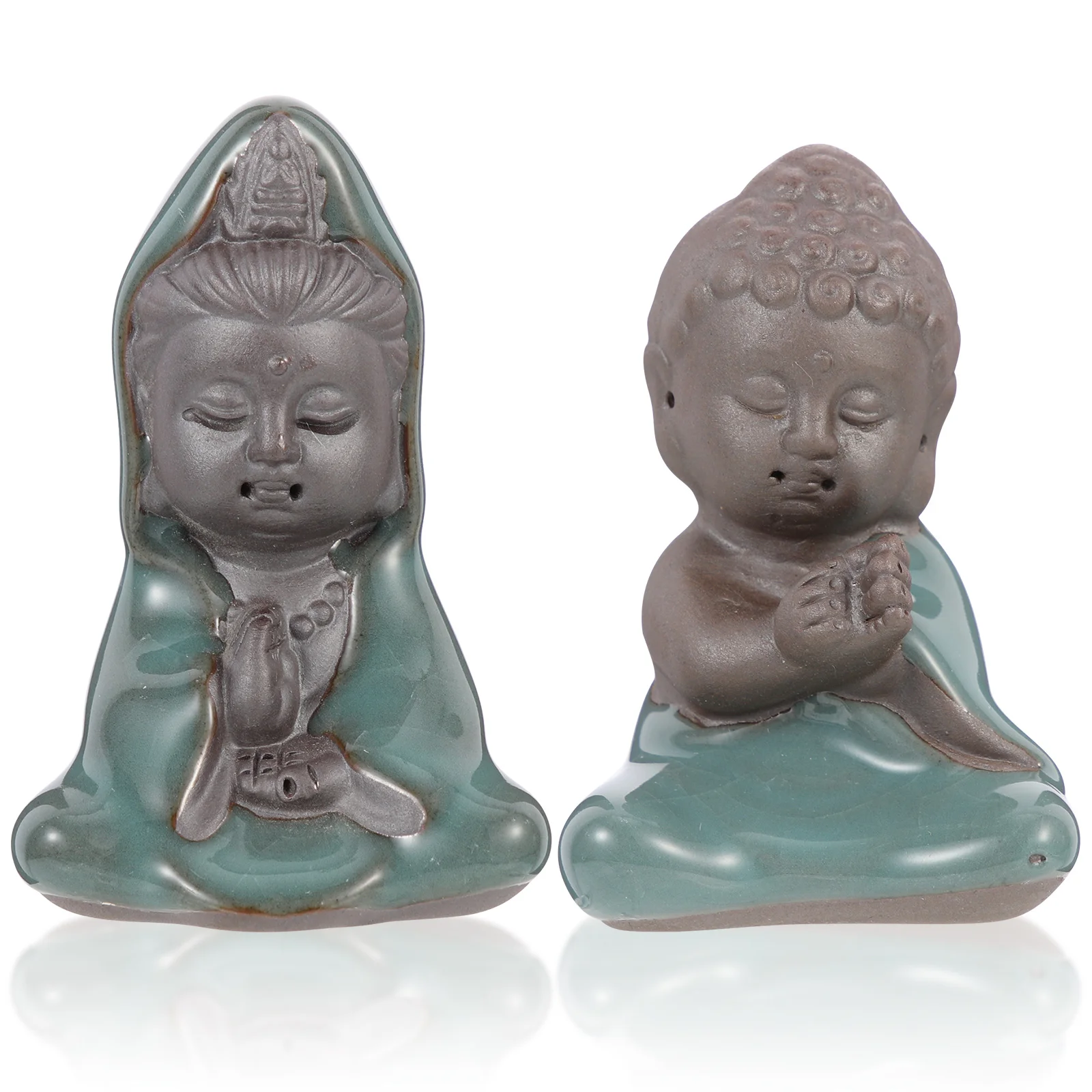 

2pcs Mini Flower Pot Ornaments Sitting Buddha Statue For Succulent Plants Micro Landscape Resin Craft Zen Garden Desktop Decor
