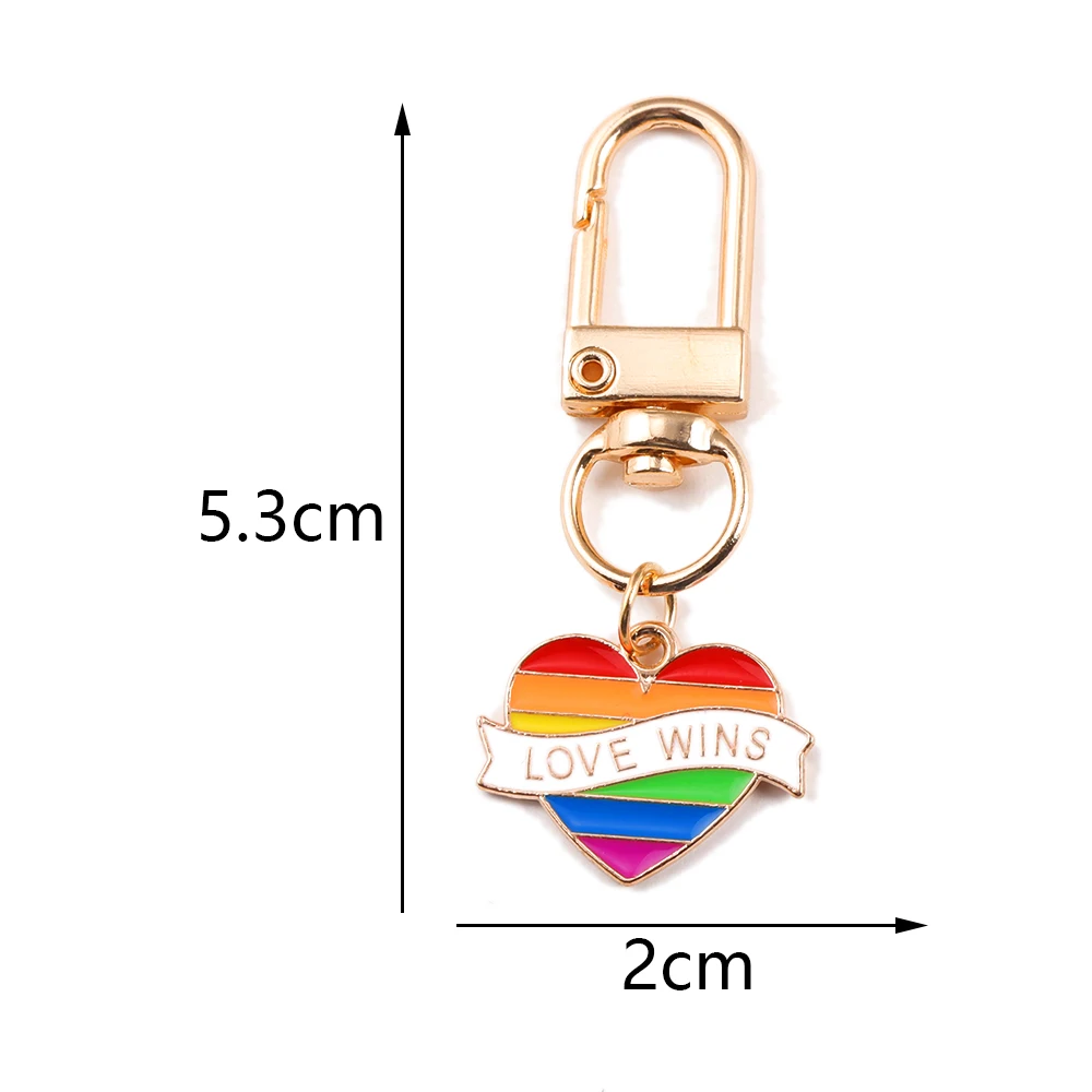 الملونة قوس قزح القلب العلم قلادة المفاتيح للرجال والنساء ، Lgbt الحب يفوز ، اكسسوارات حقيبة السيارة ، العصرية مفتاح سلسلة ، مجوهرات هدية ، 2 قطعة