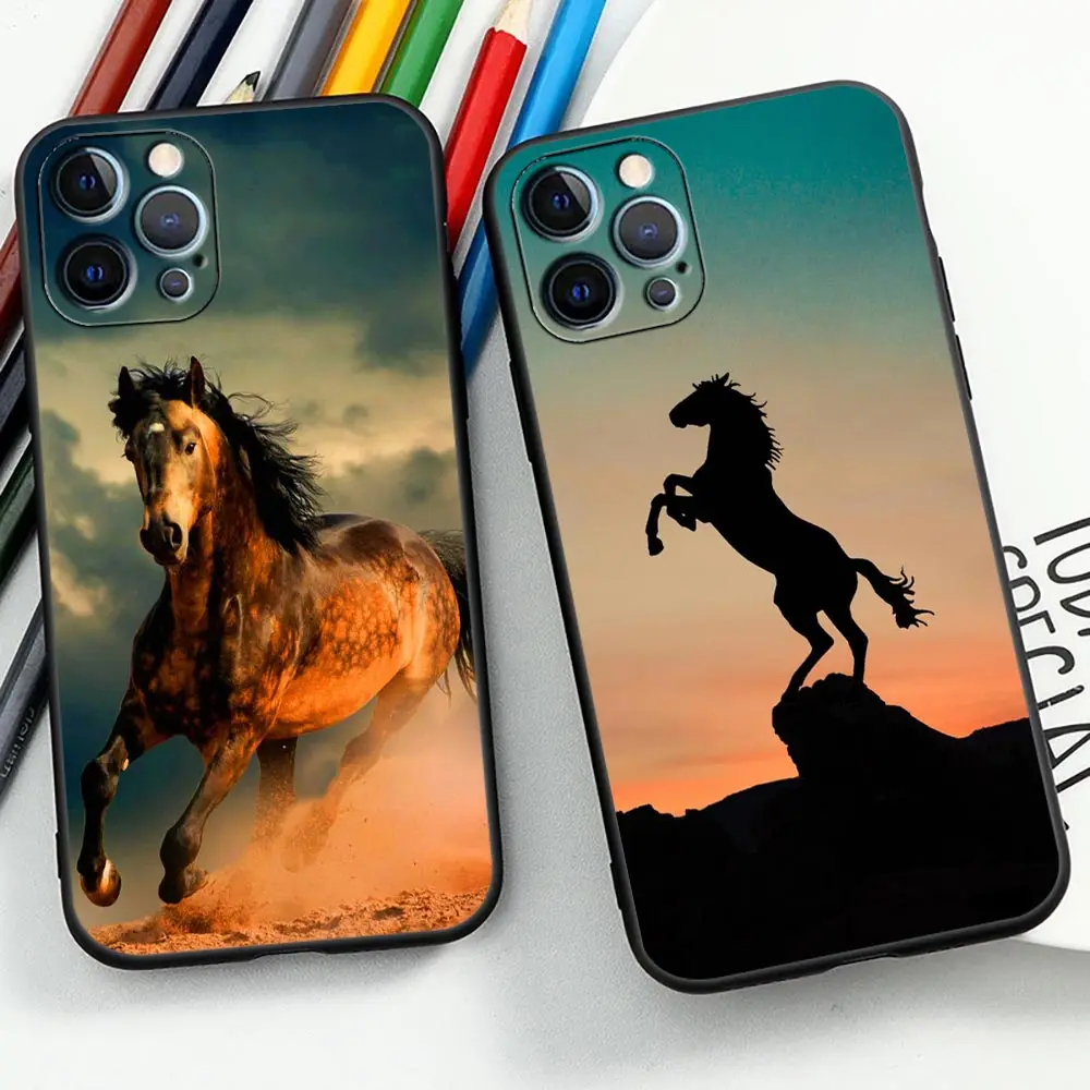 Handsome Animal Horse Phone Case For iPhone Apple 15 14 13 12 11 Pro XS Max Mini X SE 8 7 Plus TPU Case Shell Funda Coque Cover