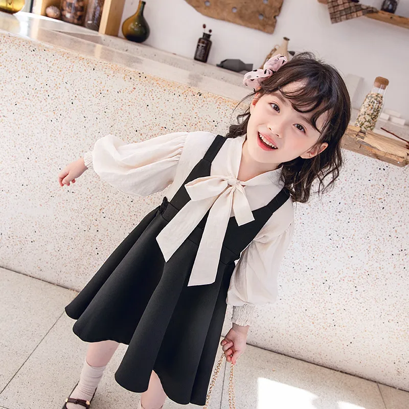 Girls' Outfit Palace Style Korean Version Top with Vest Dress25Autumn New Fashion Foreign Trade Children's Clothing Wholesale3-8