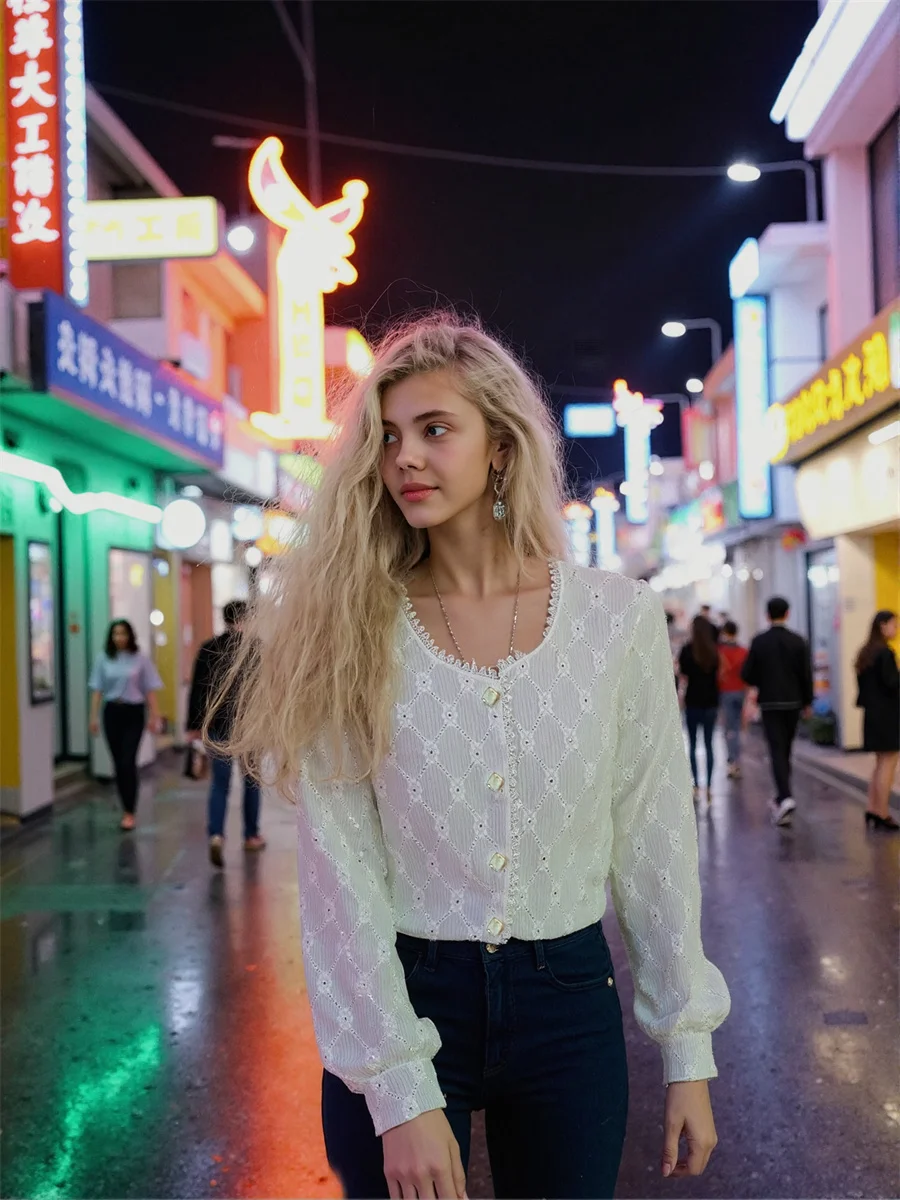 Camisas de encaje con cuello redondo, blusas no extragrandes, ropa elegante para mujer, tendencia 2025, regalos de invierno, ropa de trabajo femenina ceñida para estudiantes OL