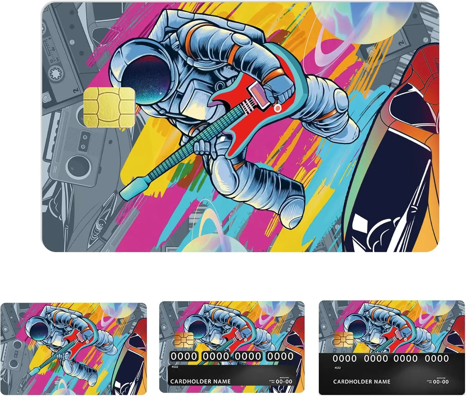 4 Pcs Debit Card Skin Cover Sticker Astronaut Credit Card Sticker Forest Credit Card Sticker Credit Debit Card Skin Sticker