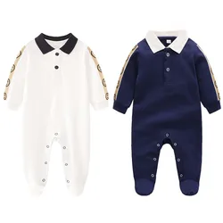 Baby Jumpsuit Spring and Autumn Outer Wear Pure Cotton Handsome Newborn Baby Male and Female Baby Long-sleeved Crawler Suit