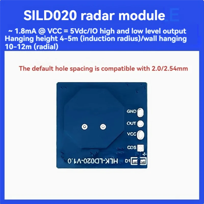 AS95-LD020 Modulo sensore radar di presenza umana 5.8G Sensore radar ad alta sensibilità di dimensioni ultra-piccole