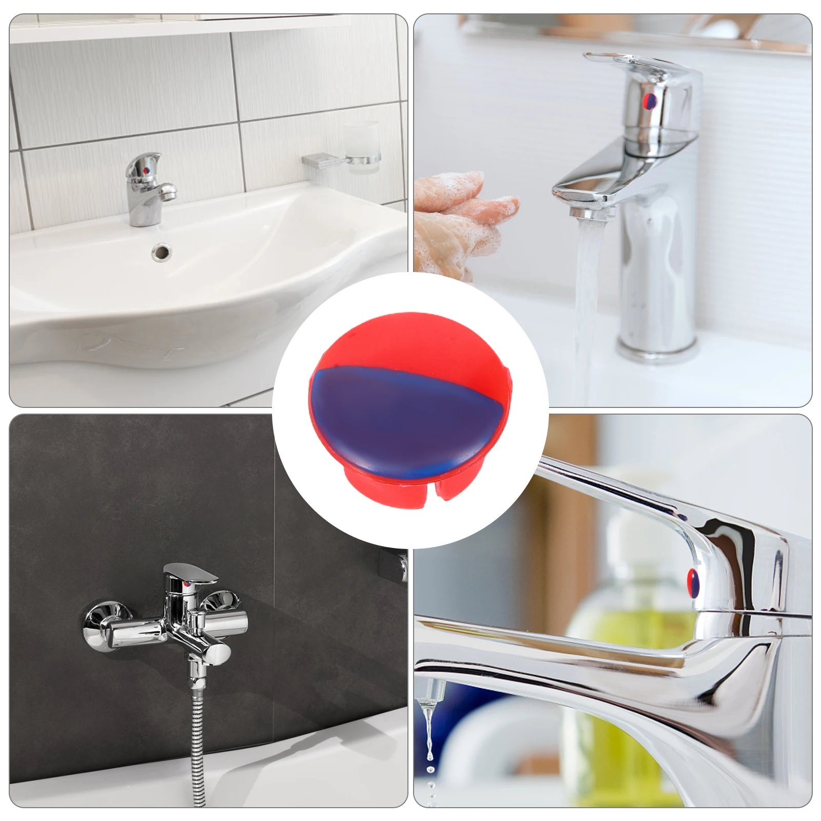 

20Pcs Water Faucet Caps Red Blue Hot Cold Knob Covers Easy Installation Faucet Temperature Indicator Hot Cold Signs for Kitchen
