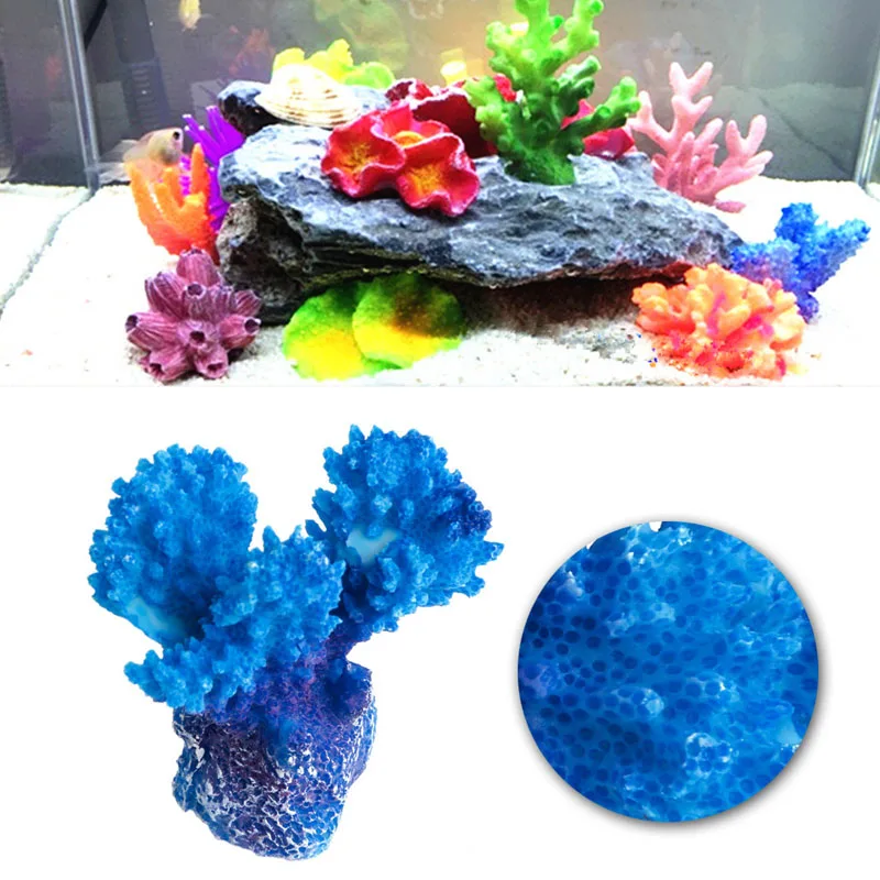 Decoração aquário F92B Pequenos ornamentos coral polirresina peixe para tanques resin artificial Co