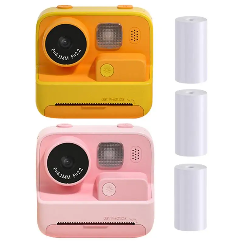 

Digital Camera With Printing Kids Instant Print Camera With 3 Rolls Print Paper Child Selfie Camera Toy With Built-In Effect