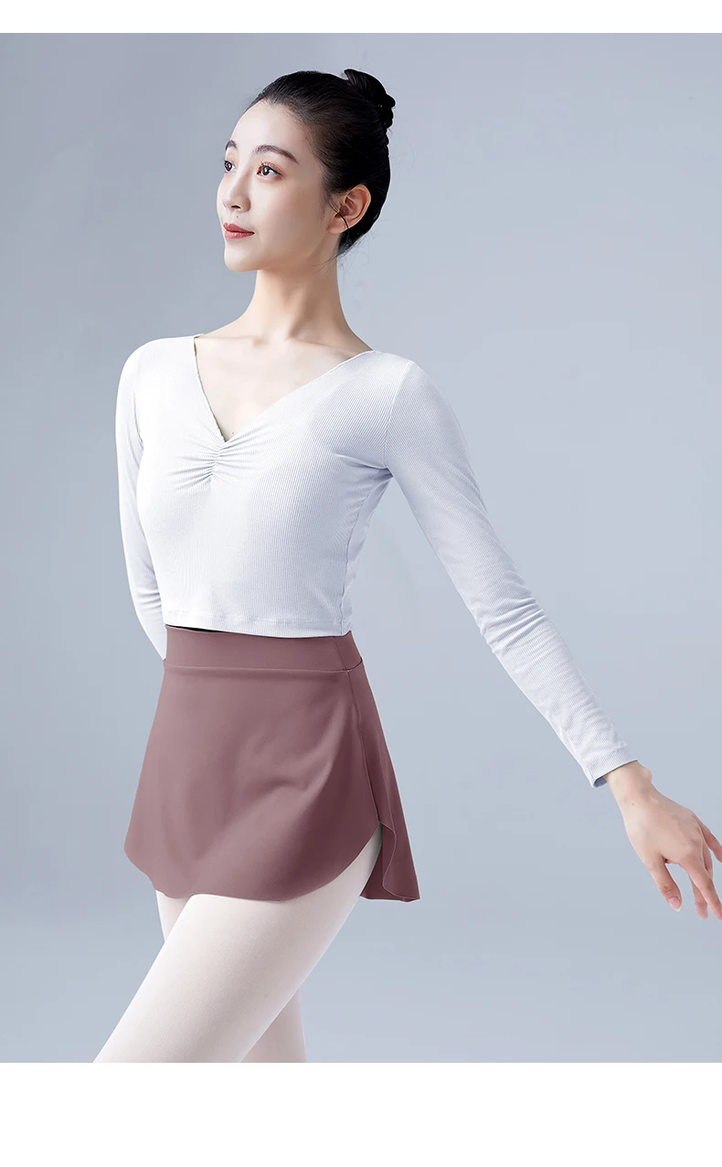 Seitlich geschlitzte Ballettröcke für Damen und Mädchen, kurze Tanzröcke, A-Linien-Röcke für Ballerinas, Ballett-Tanzkleidung, 11 Farben – Detail 6