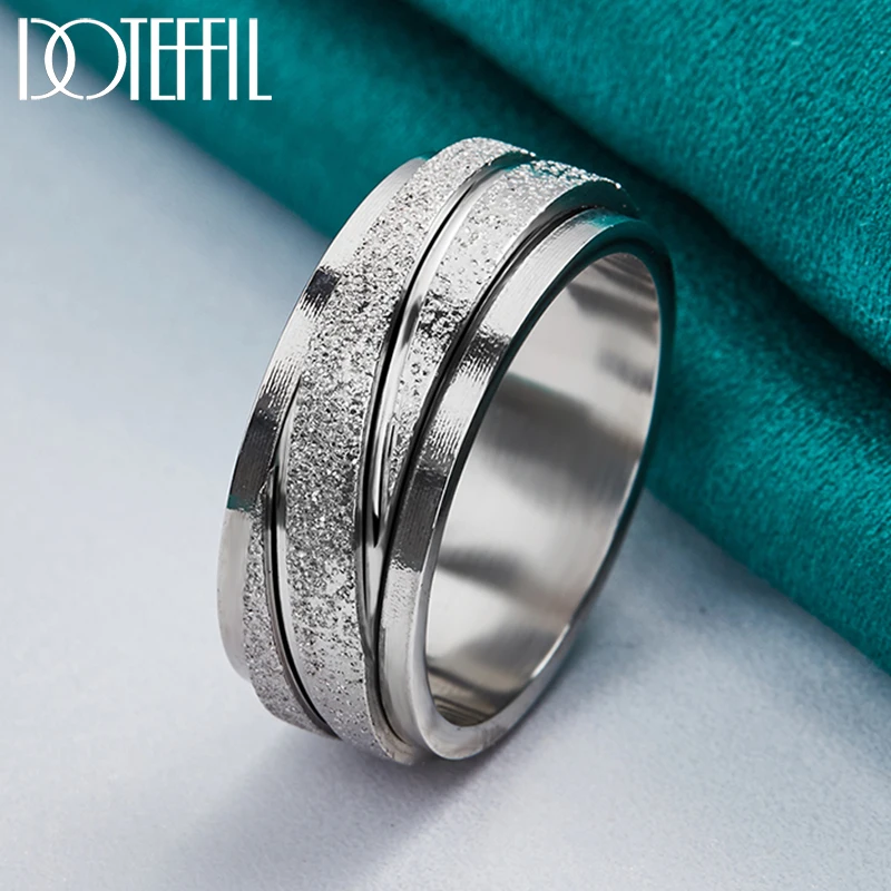 DOTEFFIL 925 Sterling Silver Matte Frosted Ring For Woman Man Fashion Wedding Engagement Party Gift Charm Jewelry