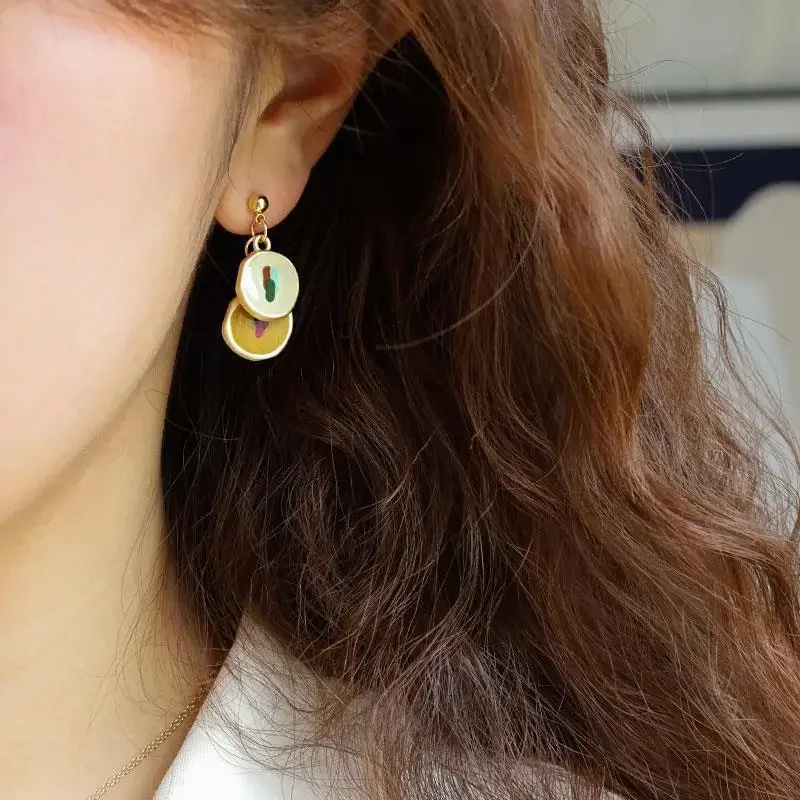 Vintage oil painting style Laziness High quality earrings for women art irregular oval earings pendant new in wedding jewelry