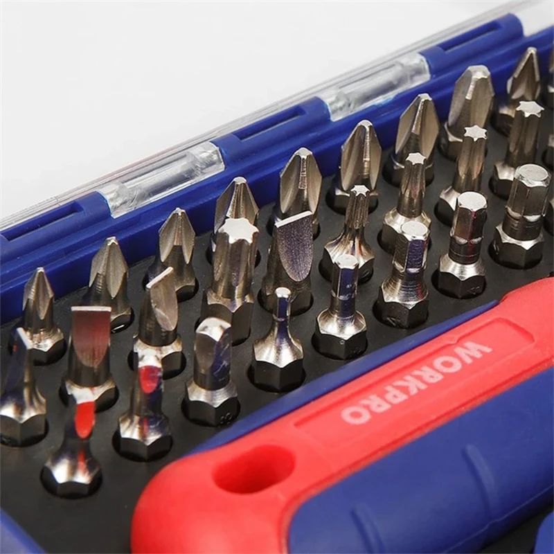WORKPRO WP200517 38PCS Ratchet Screwdriver Set CR-V Steel Magnetic Bits Hand Tool Kit for Home Mechanic DIY Repair