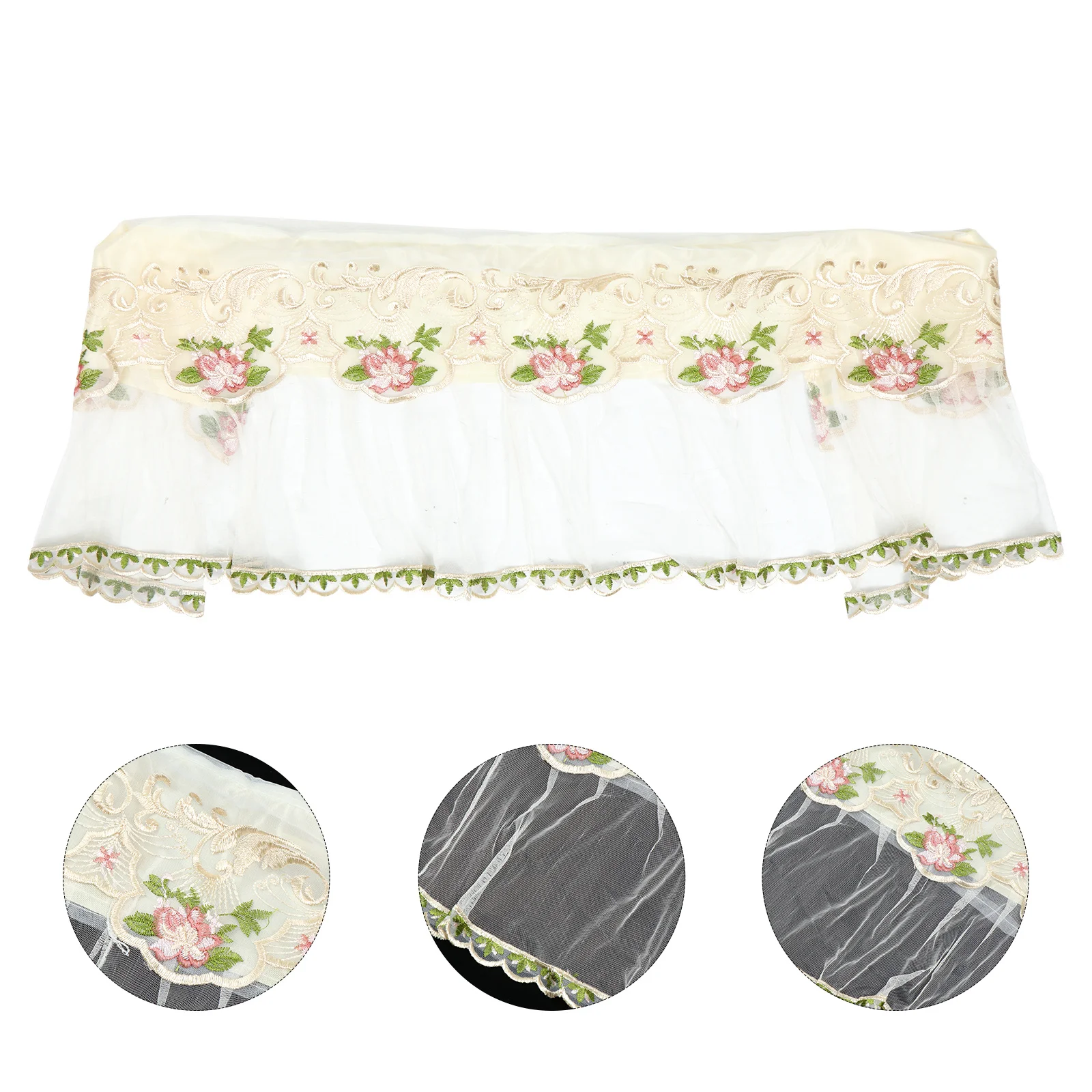 

Air Conditioner Cover with Flower Pattern Lace Trim Washable Dust Protector for Indoor Units Elegant Ac Shield Home Decor