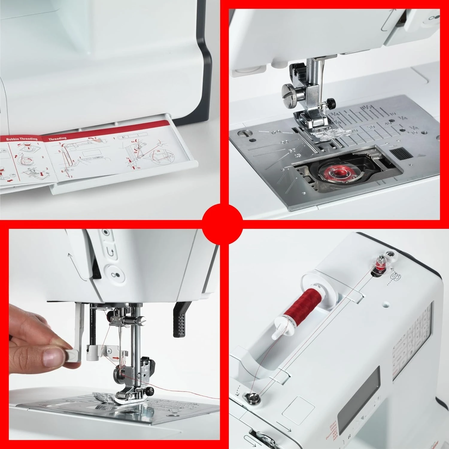 ماكينة خياطة محوسبة B38 |   شاشة LCD، 394 أنماط غرزة، خيط إبرة أوتوماتيكي، ضوء LED، طاولة تمديد