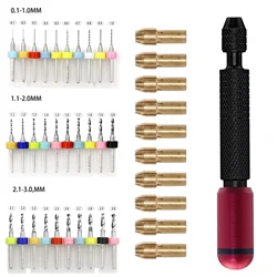 TYHM 41-Piece Needle Vise Set Decompression Hand Twist Drill Double Bearing Rotary Interchangeable Bits of Different Sizes